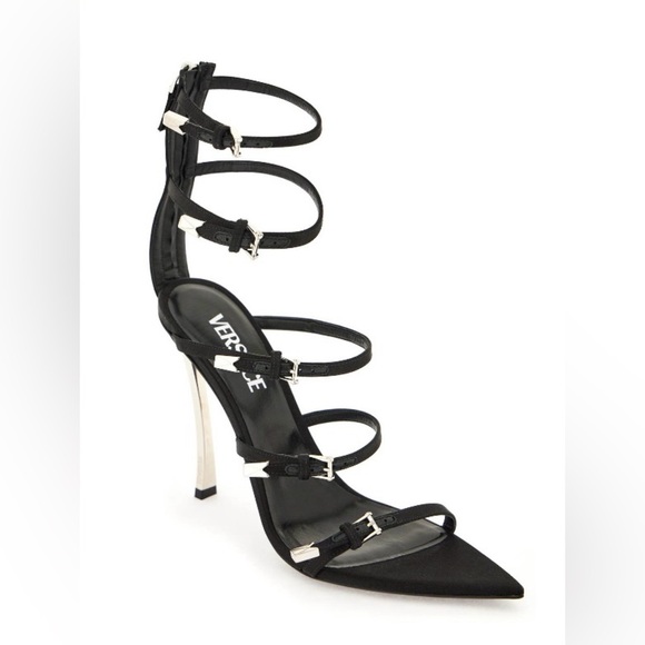 Versace Pinpoint Cage Multi-Strap Stiletto Heels - Picture 1 of 13